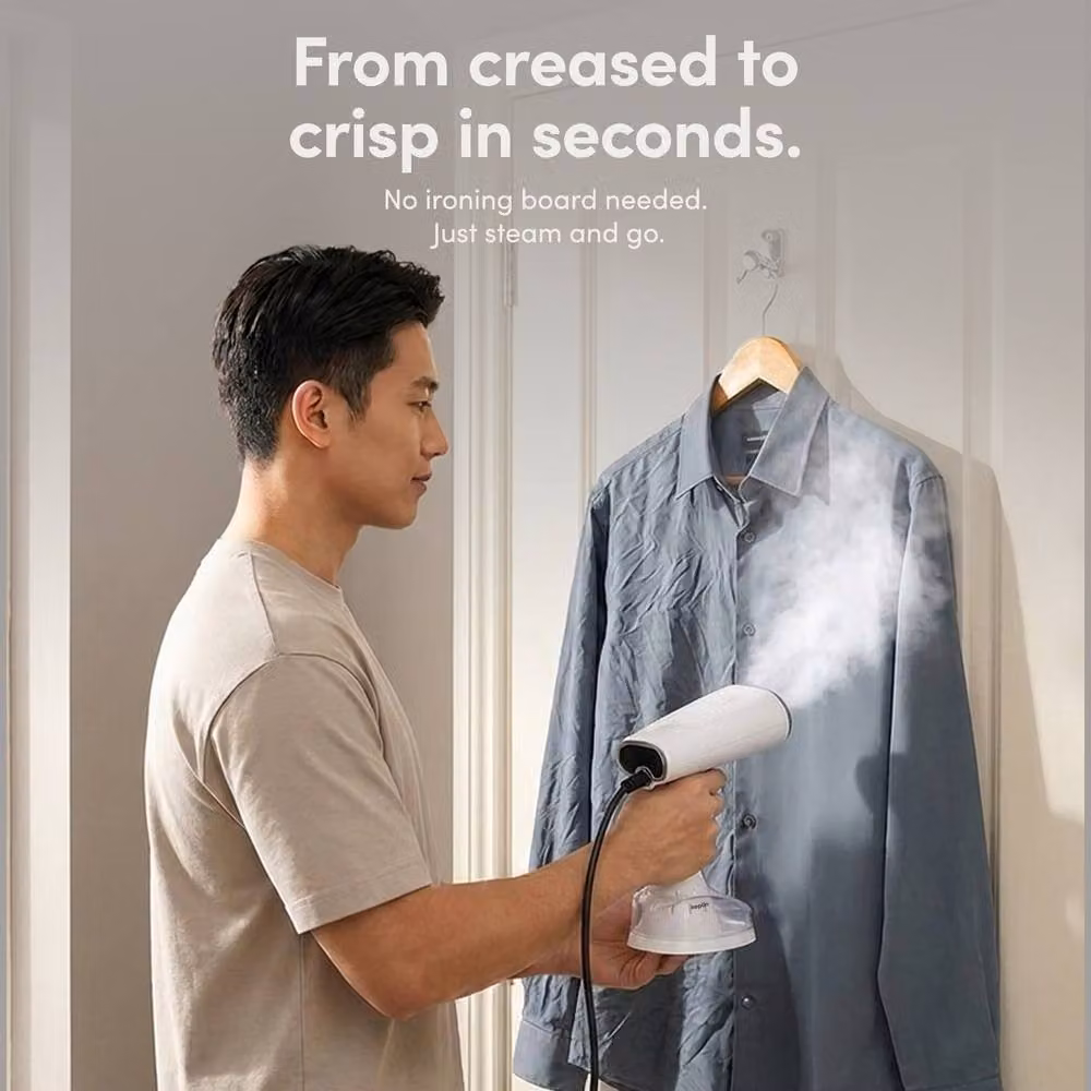 Keplin 2-in-1 Portable Handheld Garment Steamer, White Foldable Travel Steamer – 5