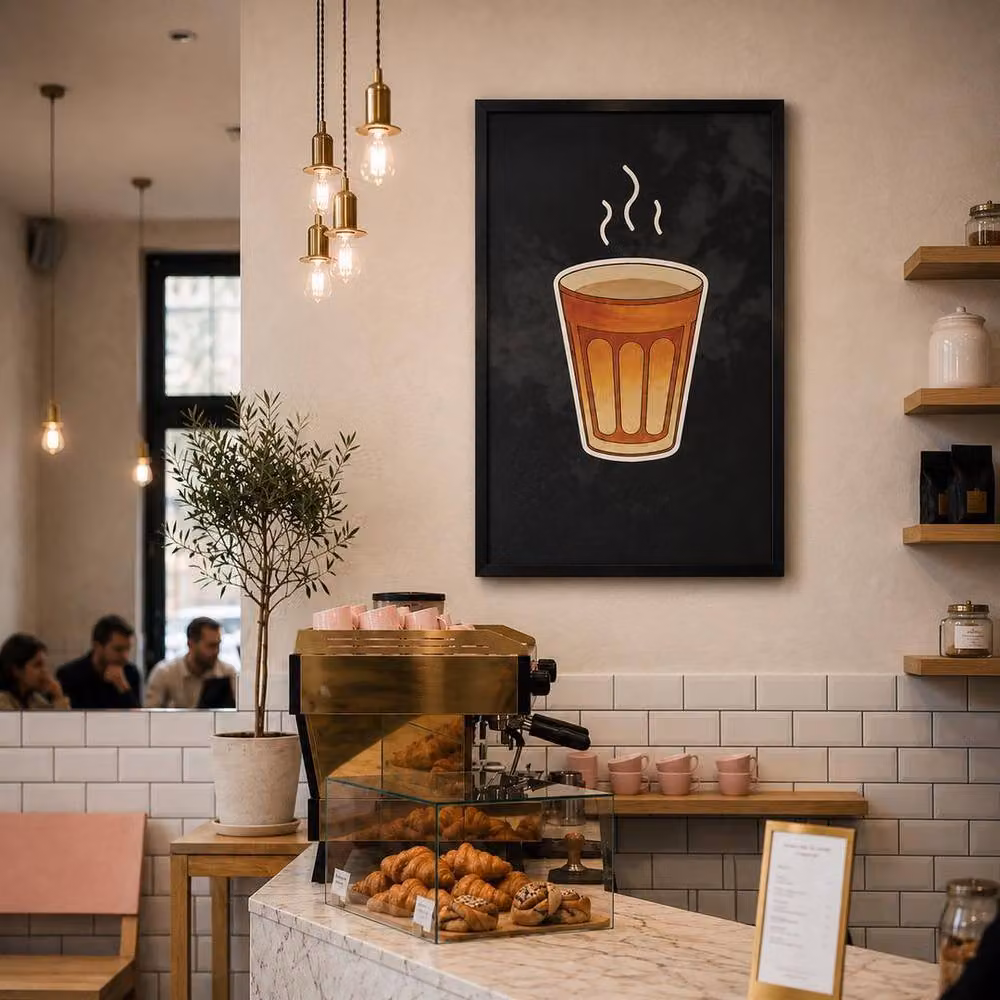 HOME LUXE INTERIOR Tea Cup Neon LED Wall Art, Black, W: 40 cm, H: 40 cm – 4