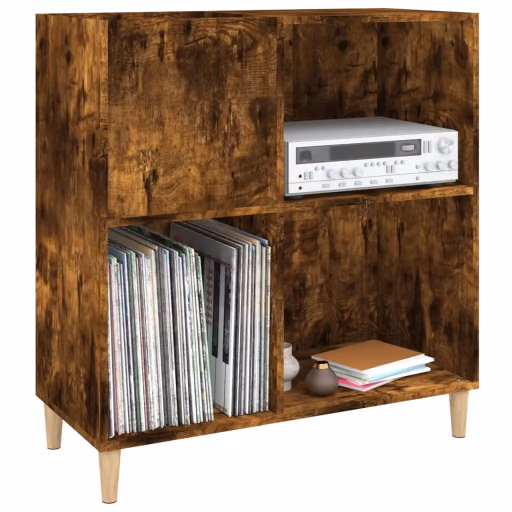 Berkfield Home Record Cabinet in Smoked Oak Brown, W/D/H: 84.5 x 38.0 x 89.0 cm – 2