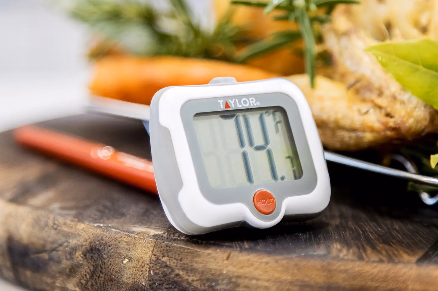 Taylor Pro Digital Pivoting Step Stem Meat Thermometer in Red and Silver – 3