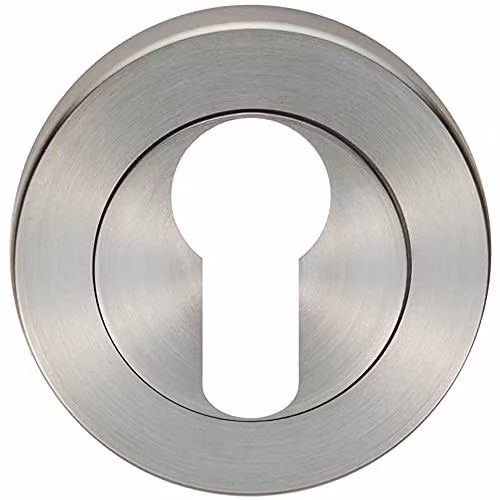 Loops Round Euro Profile Escutcheon in Brushed Silver Stainless Steel, 52mm Diameter, Concealed Fix – 1