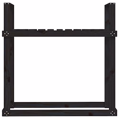 vidaXL Firewood Rack in Black Solid Pine Wood, W/D/H: 110 x 35 x 108.5 cm – 3