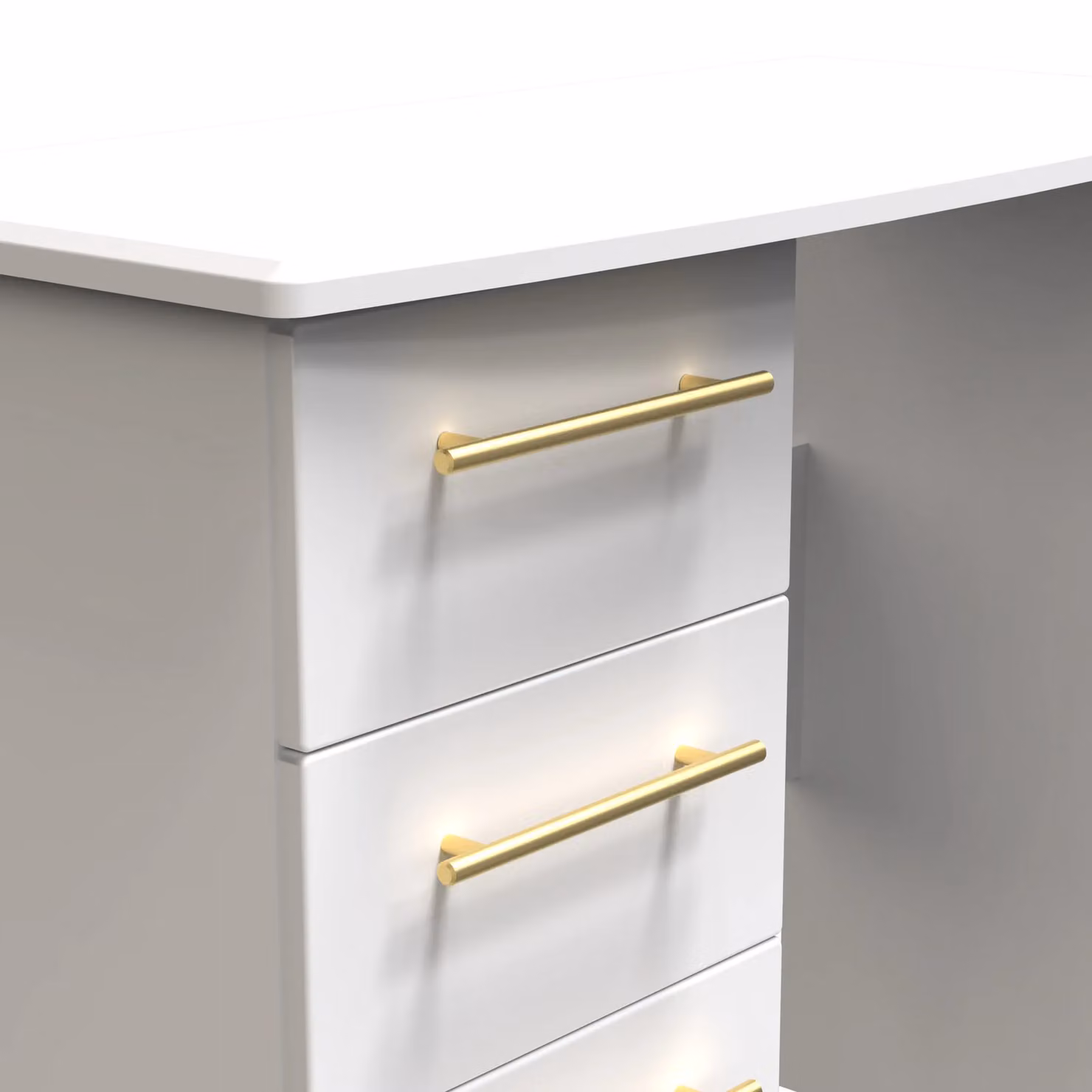 Ready Assembled 2 U Helmsley 3 Drawer Vanity in White and Gold – 2