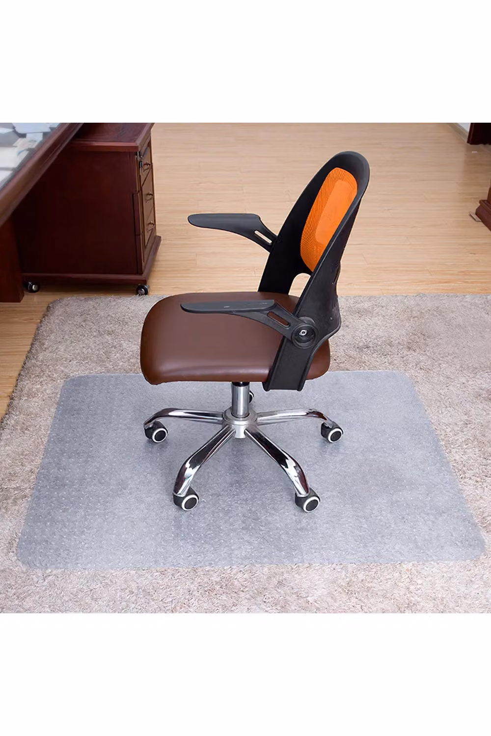 Living and Home Transparent PVC Non-Slip Office Chair Mat, W: 120 cm, D: 90 cm – 2
