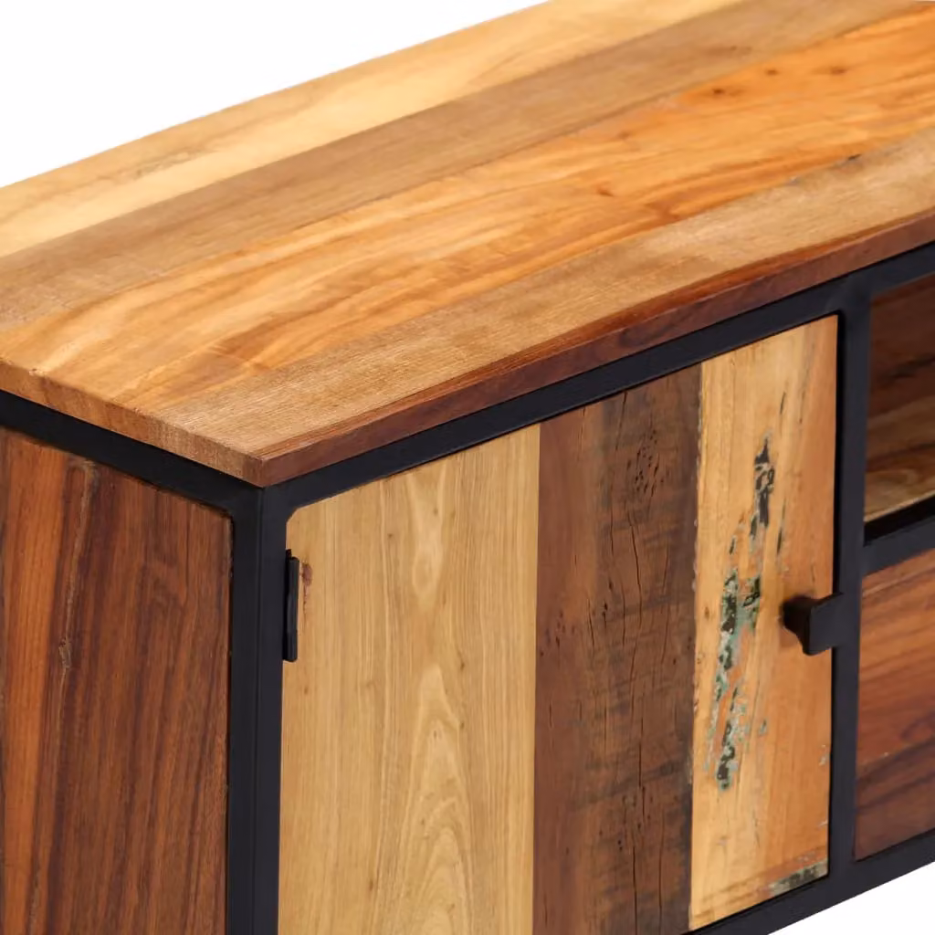 Berkfield Home Mid Century TV Cabinet in Brown Solid Wood and Metal, W/D/H: 120 x 40 x 30 cm – 4