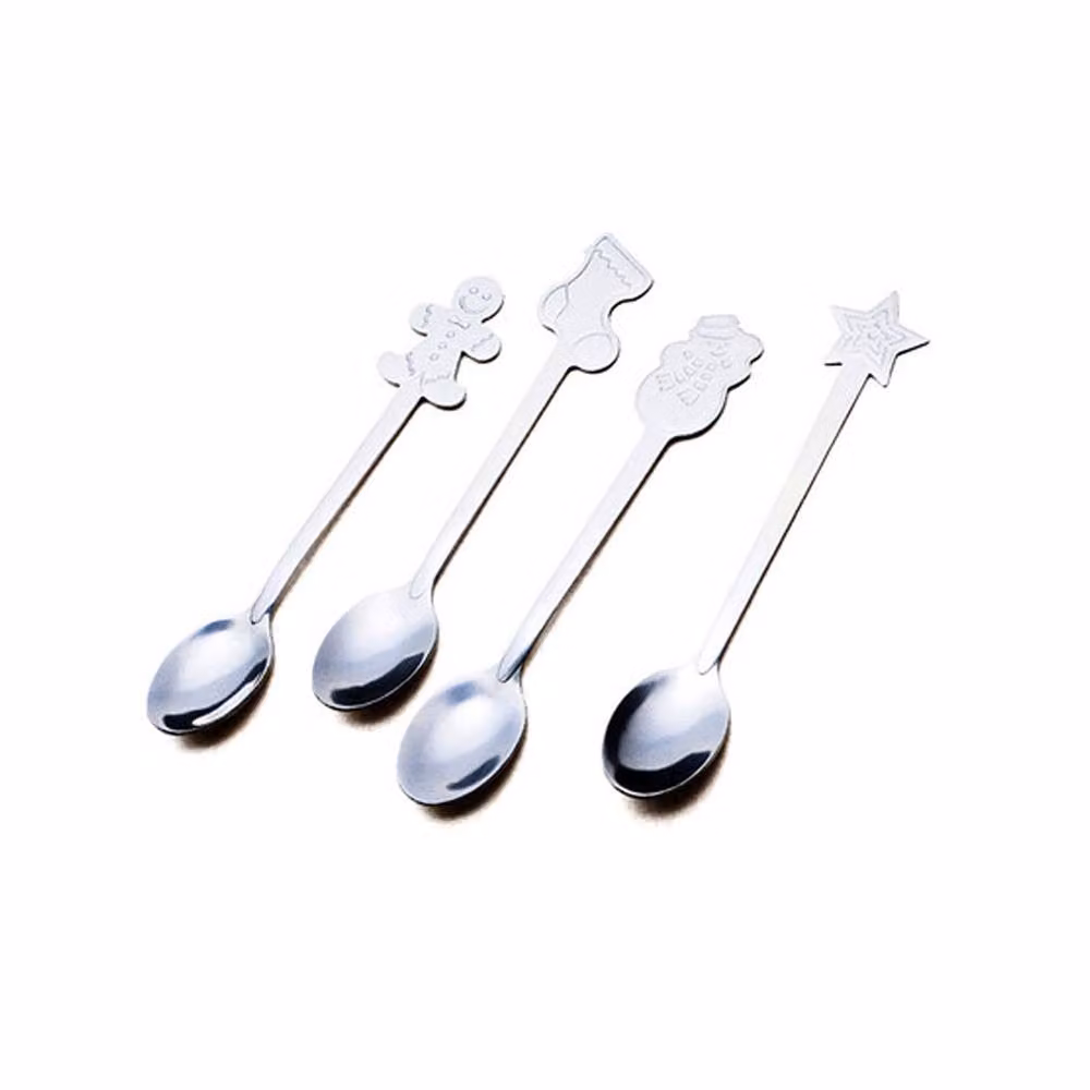 Lovii Polished Silver Stainless Steel Christmas Dessert Spoon Set of 4 – 2