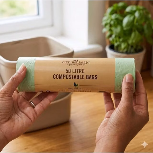 Groundsman 2x 50L Compostable Food Waste Caddy Bags, 10 Biodegradable Green Bin Liners