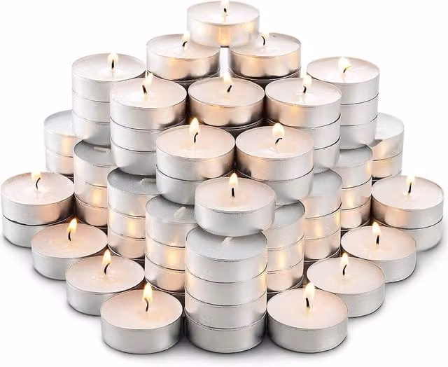 MantraRaj Unscented White Tea Light Candles with 3.5 Hour Burn Time, Pack of 30