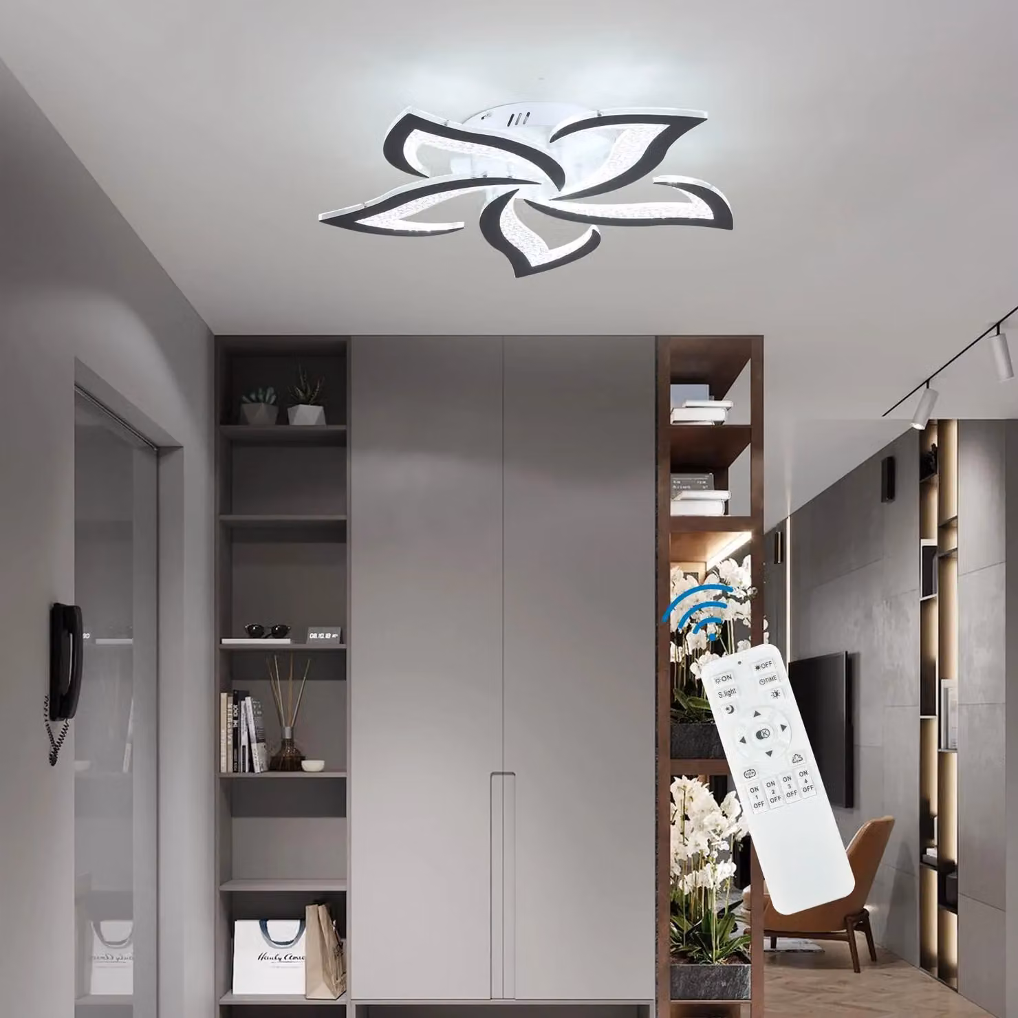 Garwarm Dimmable Flower LED Ceiling Light in Black – 2