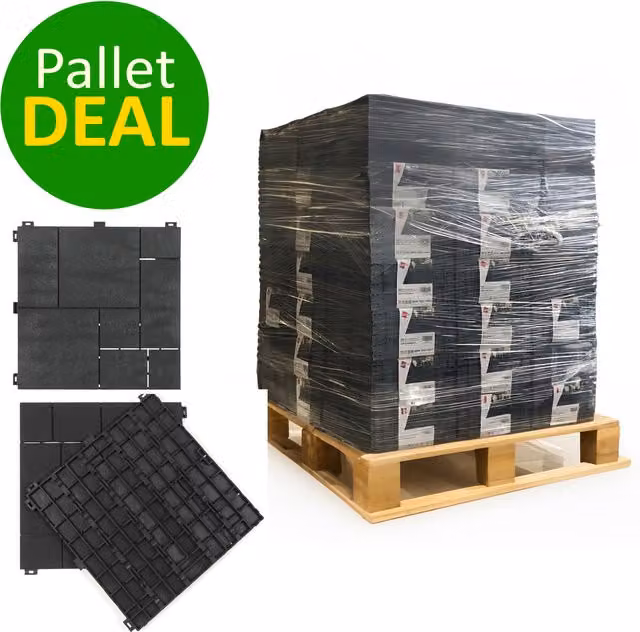 Nicoman 630 Pieces Mosaic Composite Interlocking Decking Tiles in Dark Grey Anthracite