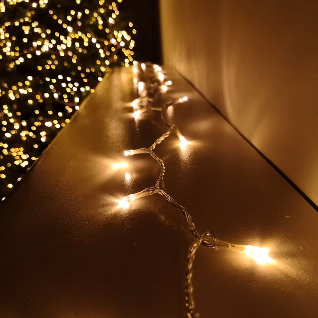 Premier Decorations 200 LED Outdoor Christmas Lights with Timer, 16m, Vintage Gold with Clear Cable