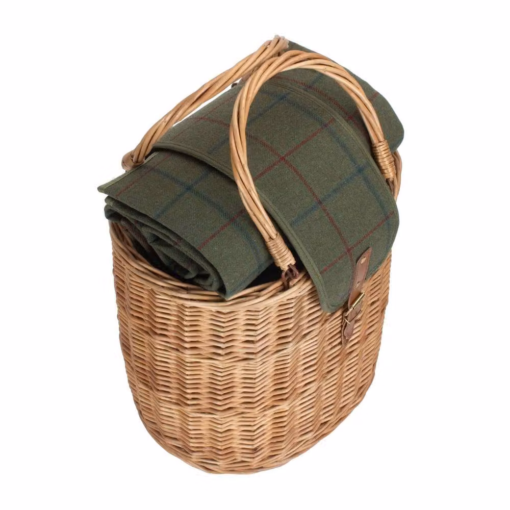 Red Hamper Wicker Oval Picnic Basket with Fitted Cool Bag in Green, Red and Brown, W/D/H: 37 x 36 x 28 cm – 3