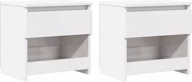 Berkfield Home Set of 2 High Gloss White Bedside Cabinets, W/D/H: 40 x 30 x 39 cm