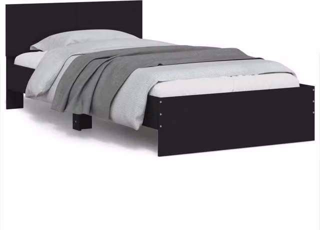 Berkfield Home Bed Frame with Headboard in Black, W/D/H: 100 x 200 cm – 1