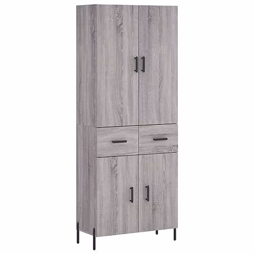 vidaXL Modern Grey Highboard with Hinged Doors and Internal Shelves, W/D/H: 69.5 x 34 x 180 cm – 1