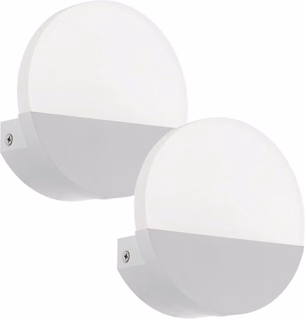 Loops 2 Pack White Modern LED Wall Lights with Satined Plastic Shade and Included 4.5W Bulbs