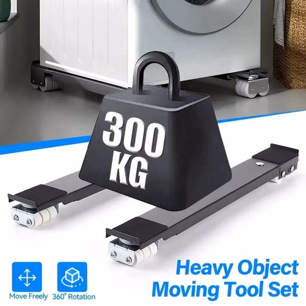 FLAVORA Heavy Duty Adjustable Appliance Rollers with Swivel Wheels, Black, W: 1000 cm, D: 52 cm – 3