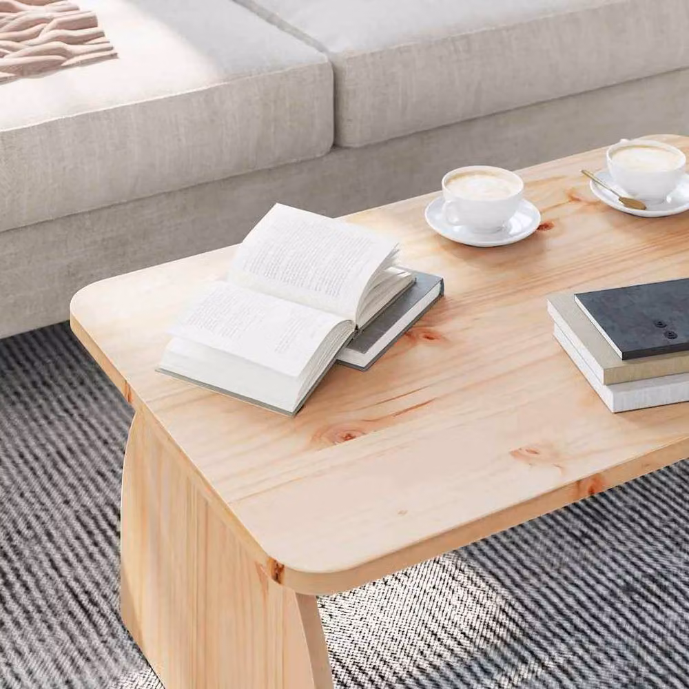 Berkfield Home Natural Solid Pine Wood Coffee Table, W/D/H: 80 x 50 x 31 cm – 3