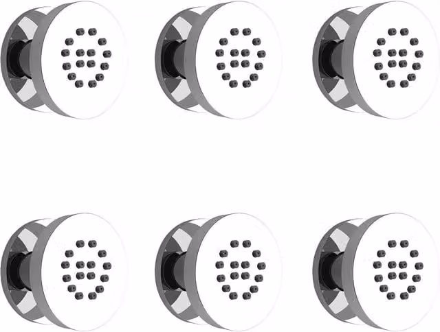 Nes Home Round Chrome Brass Bathroom Shower Mixer with Massage Body Jets in Metallic Silver