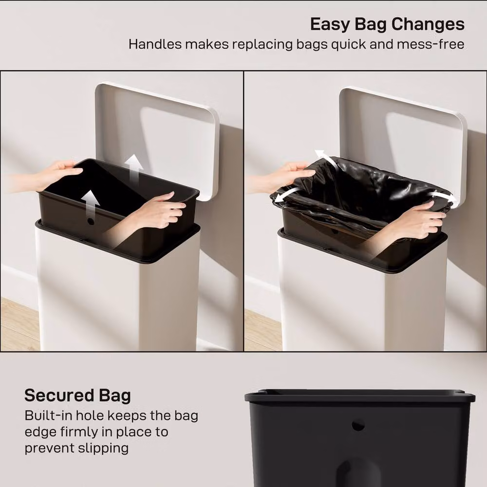 STILVORA 20L Pedal Kitchen Bin with Soft-Close Lid and Removable Inner Bucket in Beige – 6