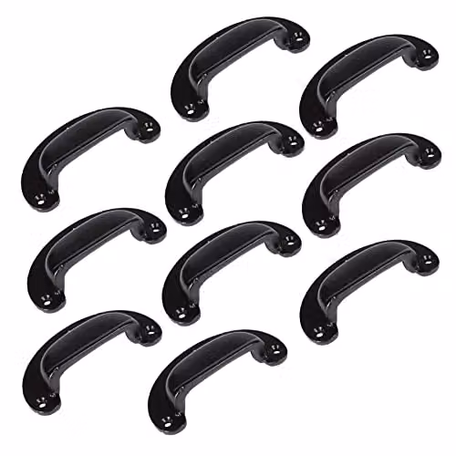 Hammer and Tongs Matt Black Iron Wide Lipped Cabinet Drawer Pulls, Pack of 10, W: 9.5 cm, H: 4 cm – 2