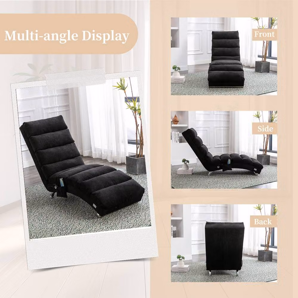 Matteo Modern Black Fabric Relaxation Chaise Lounge and Electromotive Recliner Chair – 2