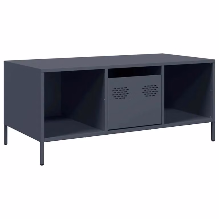 Berkfield Home Industrial Coffee Table in Anthracite and Brown, W/D/H: 101.5 x 50 x 43.5 cm