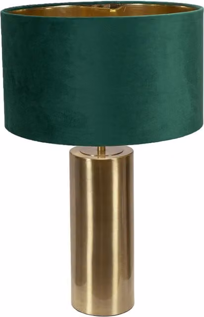 Lexy Gold Touch Table Lamp in Forest Green Velvet with Gold Inner Shade and Bulb