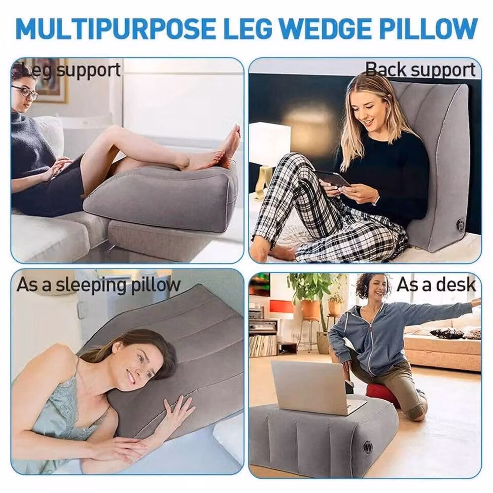 FLAVORA Inflatable Elevation Wedge Leg and Foot Rest Support Pillow in Grey, W/D/H: 190 x 100 cm – 4