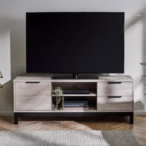 Julian Bowen Bali Grey Oak TV Unit, W: 135 cm, D: 40 cm, H: 50 cm – 1