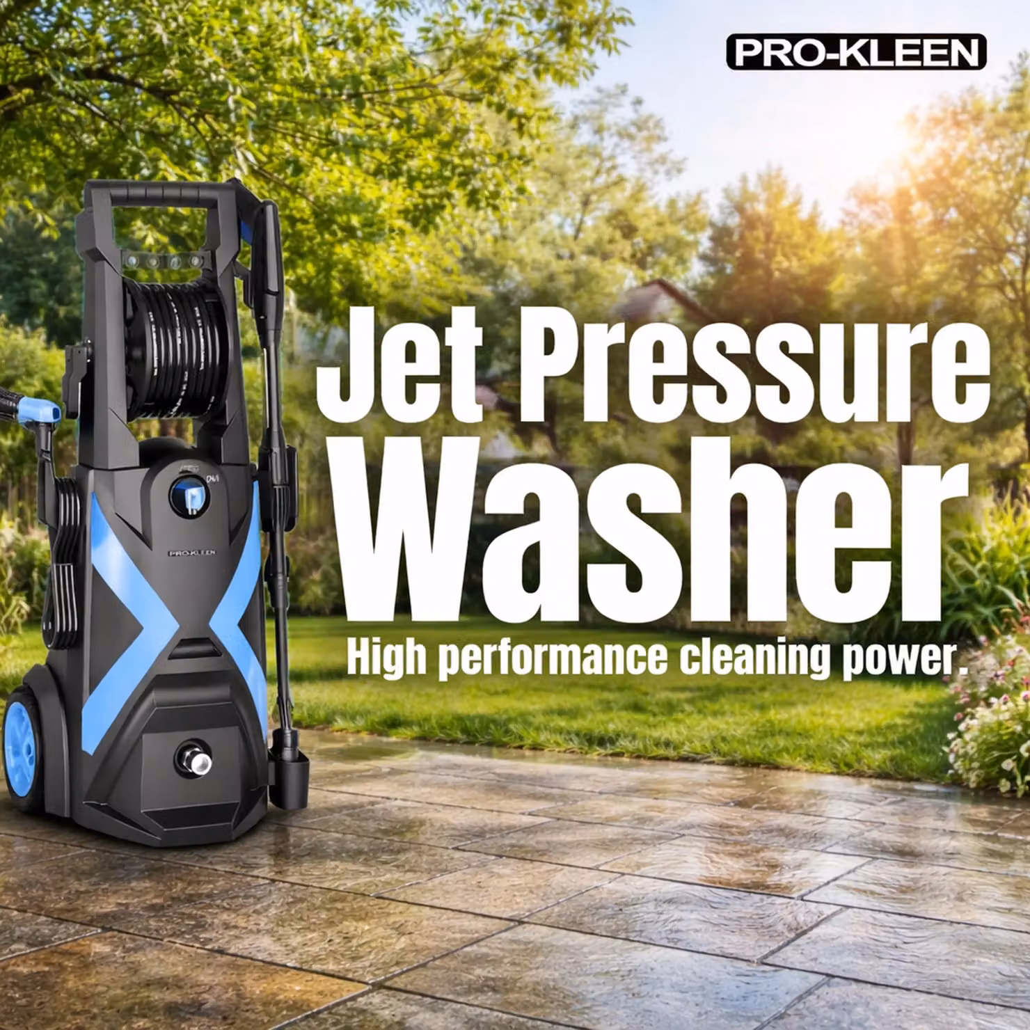 Pro-Kleen Electric Pressure Washer in Black, 2200W with 165 Bar Max Pressure and 8m Hose – 9