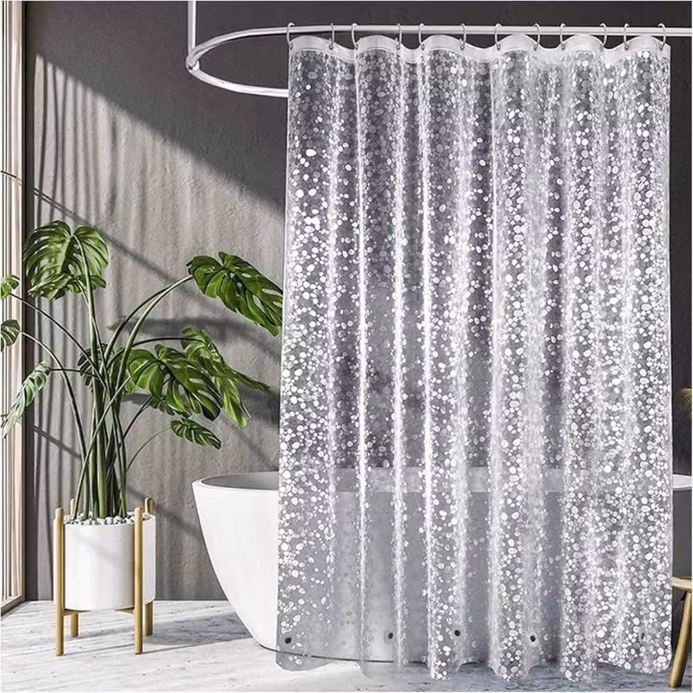 NESTLUNE Transparent Clear Mould-Resistant Shower Curtain, W: 200 cm, H: 180 cm – 2