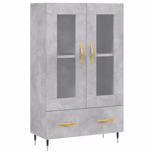 vidaXL Modern Highboard in Grey with Glass Doors, W/D/H: 69.5 x 31 x 115 cm – 1