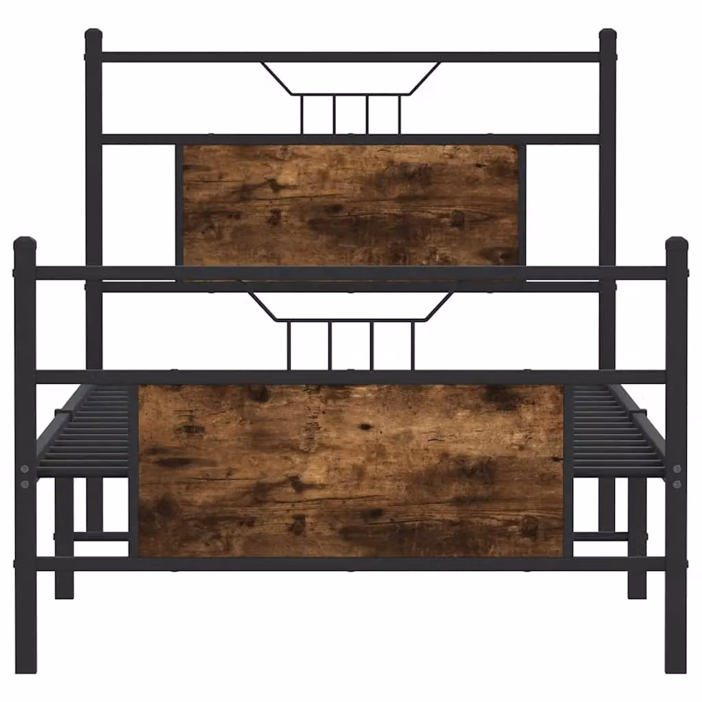 Berkfield Home Smoked Oak Bed Frame in Brown, W/D/H: 80 x 200 cm – 3