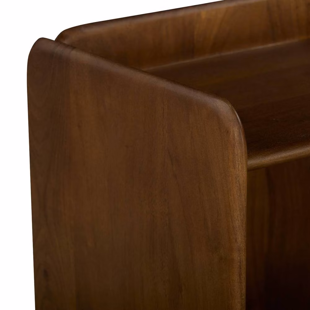 Sweek Set of 2 Modern Acacia Wood Bedside Tables with 2 Levels in Dark Brown – 3