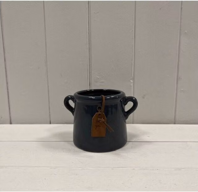 KDMD Midnight Blue for You Small Ceramic Tabletop Pot in Dark Blue