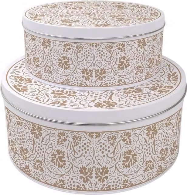Purely Home Gold and Yellow Floral Oak Leaves and Berries Round Nesting Cake Tin Set