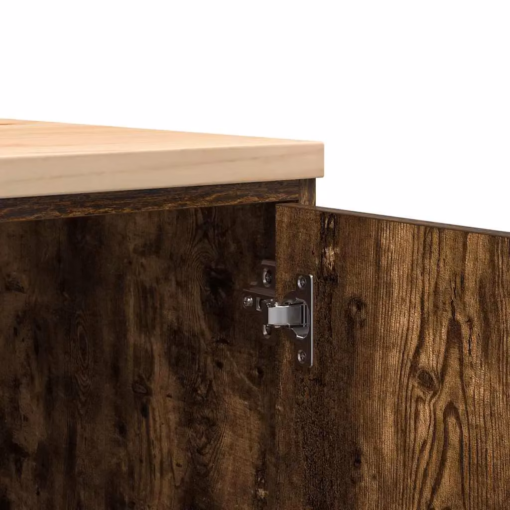 Berkfield Home Garage Storage Cabinet in Smoked Oak Brown, Solid Wood Pine, W/D/H: 60 x 51 x 85 cm – 4
