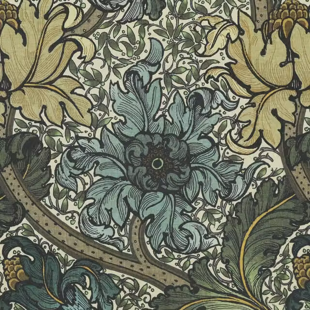 HOUSE Llewelyn-Bowen Morris Major Printed Fabric in Ochrella, Yellow, Green and Multicolour