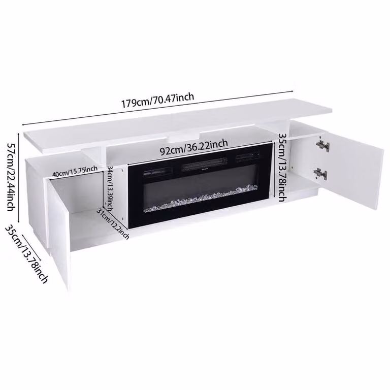 FORGEVIO White Modern Glossy 70inch TV Stand Cabinet Unit
