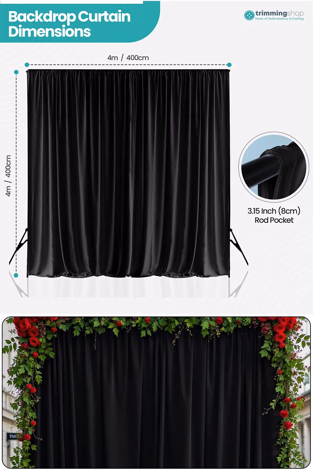 Neel Blue Wrinkle-Free Polyester Spandex Backdrop Panel in Blue and Black, 4 x 4 Metres – 2