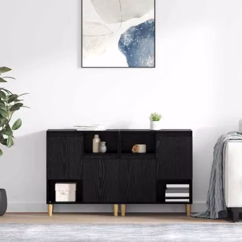 vidaXL Set of 2 Modern Sideboards in Black, W/D/H: 60 x 35 x 70 cm – 2