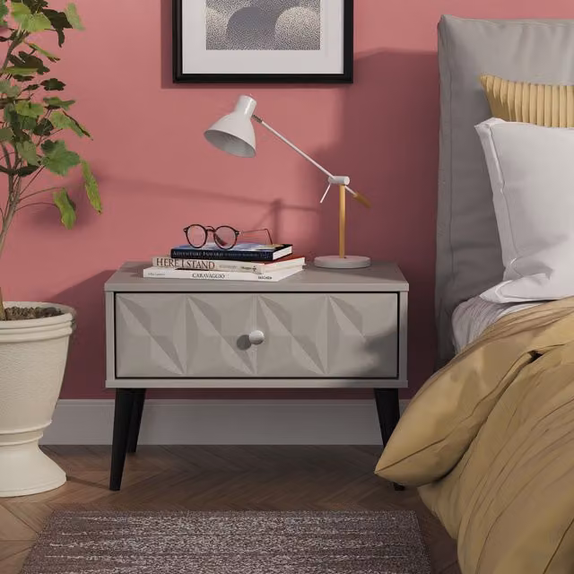 Ready Assembled 2 U Toledo Wide Side Table with 1 Drawer in Dark Grey – 1