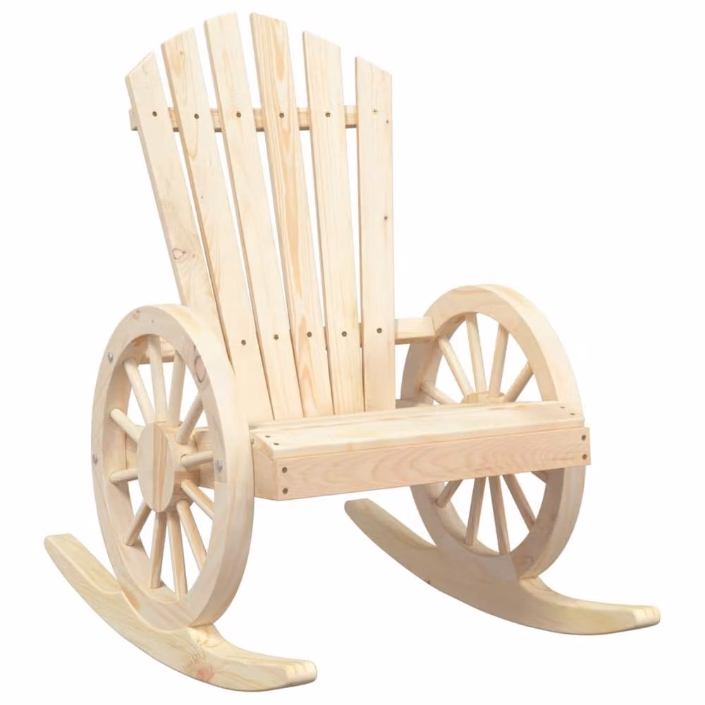 Berkfield Home Set of 2 Rocking Adirondack Chairs in Solid Wood, Beige – 2