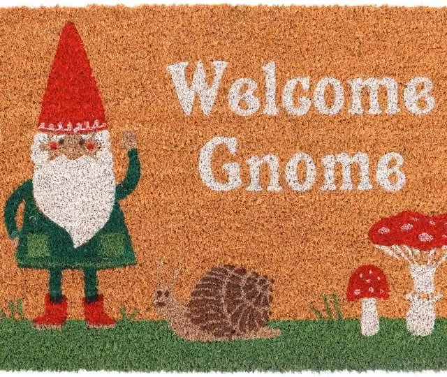 Something Different Welcome Gnome Door Mat, Multicolour (Beige, Red, Green)