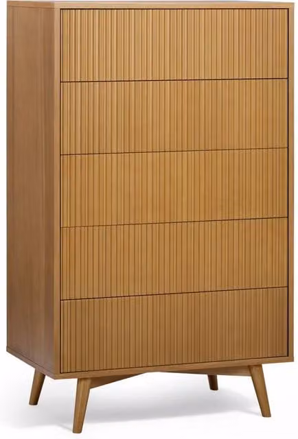 Teamson Home Tremolo 5 Drawer Bedroom Chest of Drawers in Sand and Brown – 1