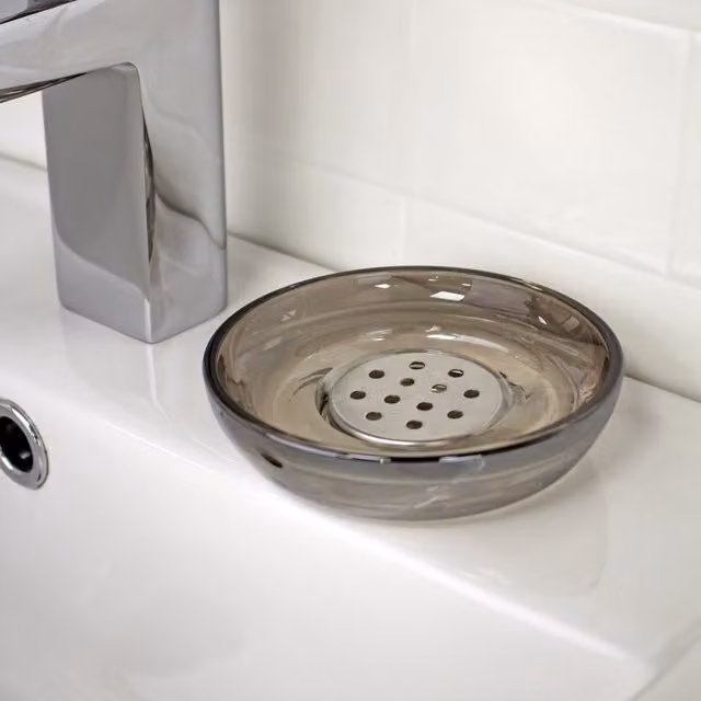 Showerdrape Ombre Smoked Glass Collection Soap Dish in Clear and Grey