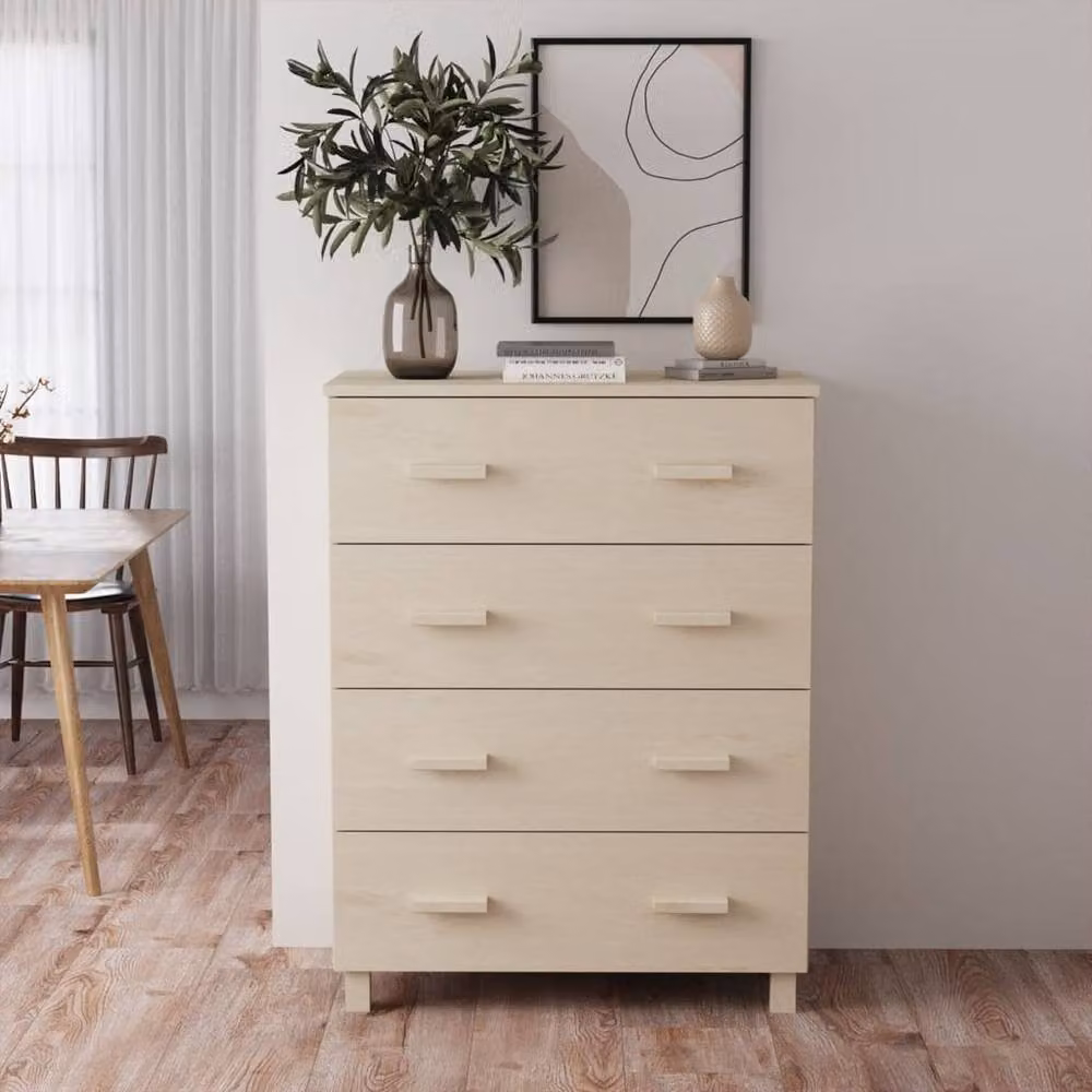 Berkfield Home HAMAR Sideboard in Honey Brown and Light Beige, Solid Pine Wood, W/D/H: 79 x 40 x 103.5 cm – 1
