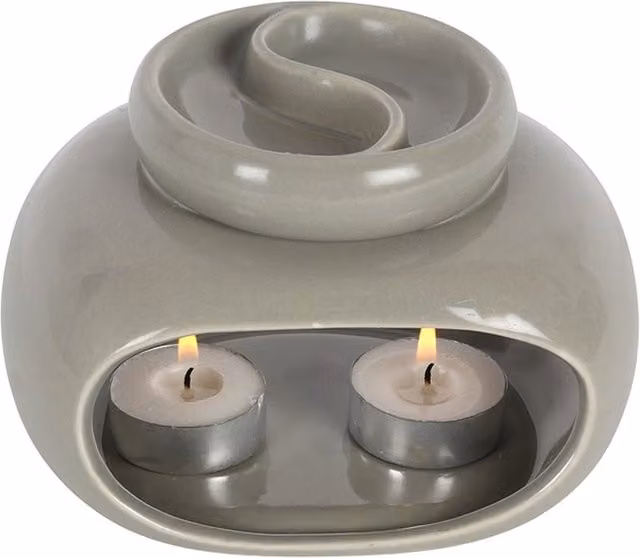 KDMK Double Ceramic Tealight Oil Burner in Grey