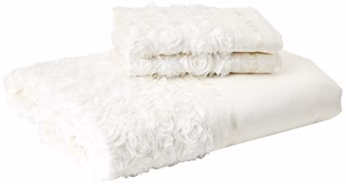 Rapport Home Raised Rose & Ribbon Floral Duvet Cover and Pillowcase Set in Beige and White, W/D/H: 200 x 220 cm and 50 x 75 cm